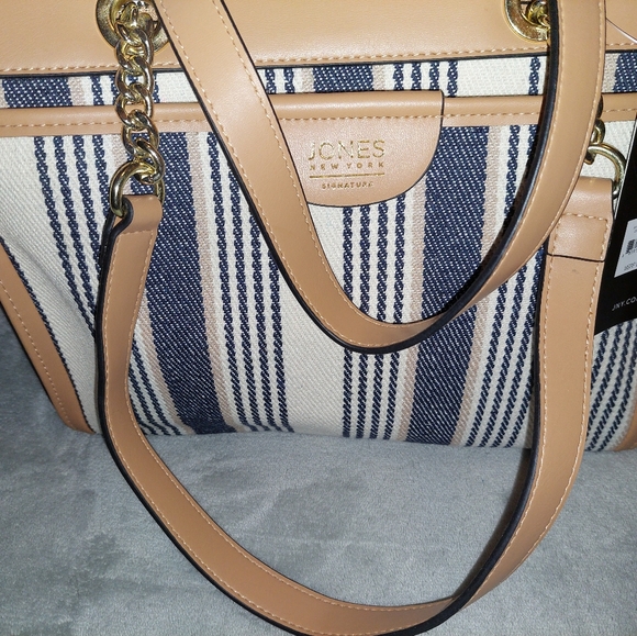 NWT Jones New York Faux Leather Canvas Purse - Picture 6 of 9